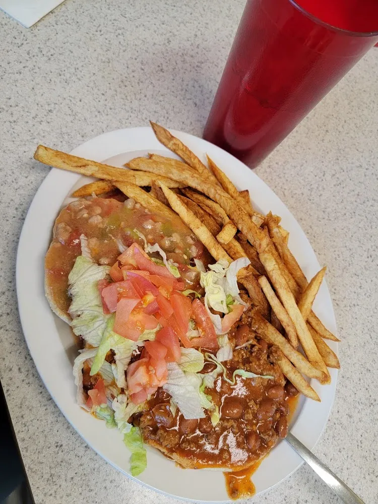 Smothered Hamburger with Half Red and Half Green Chili